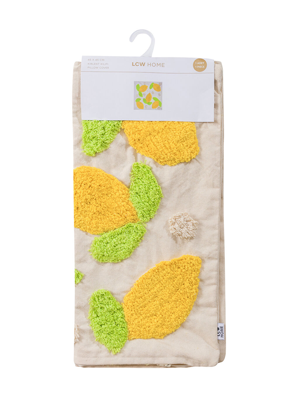 Sarı Limon Nakışlı Kırlent Kılıfı 45x45 cm-4