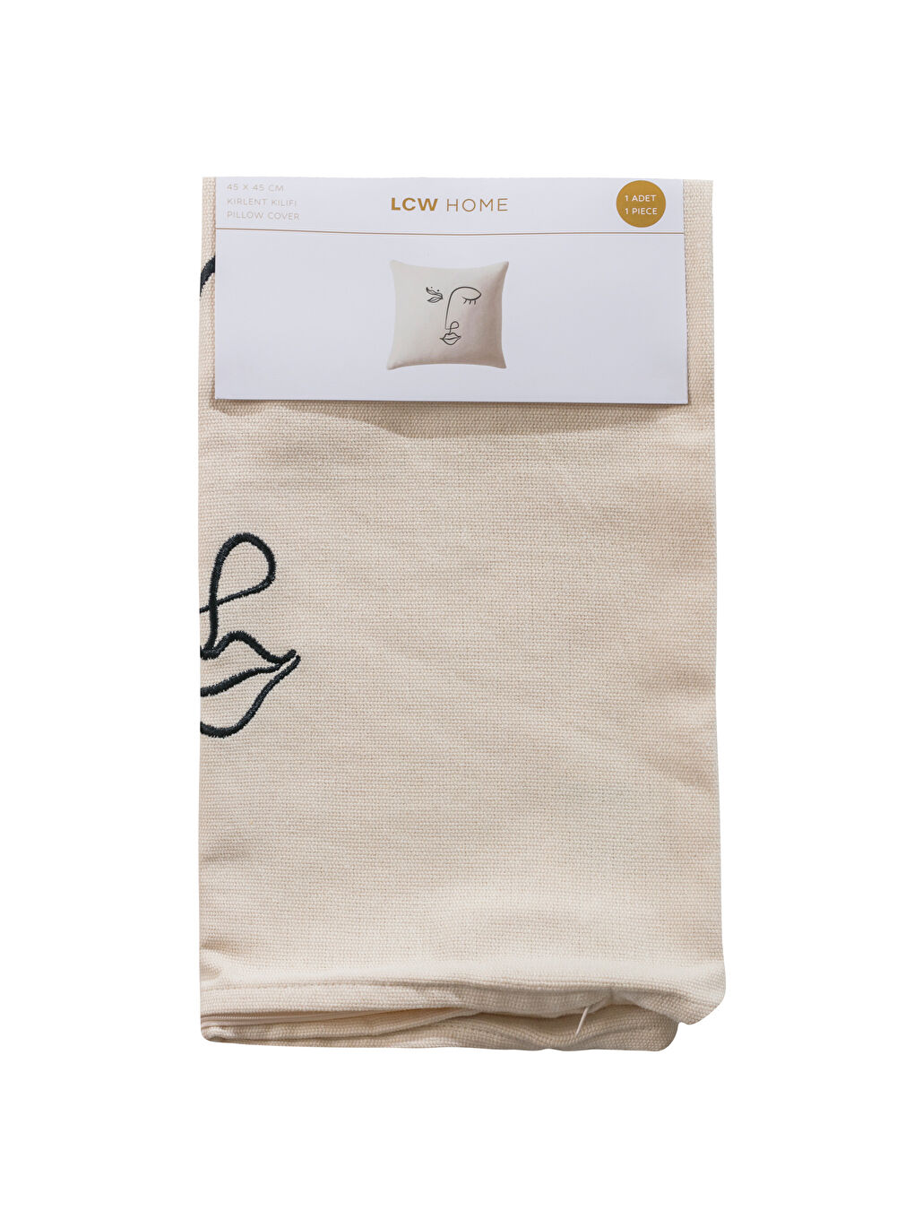 Bej Yüz Nakışlı Kırlent Kılıfı 45x45 cm-4