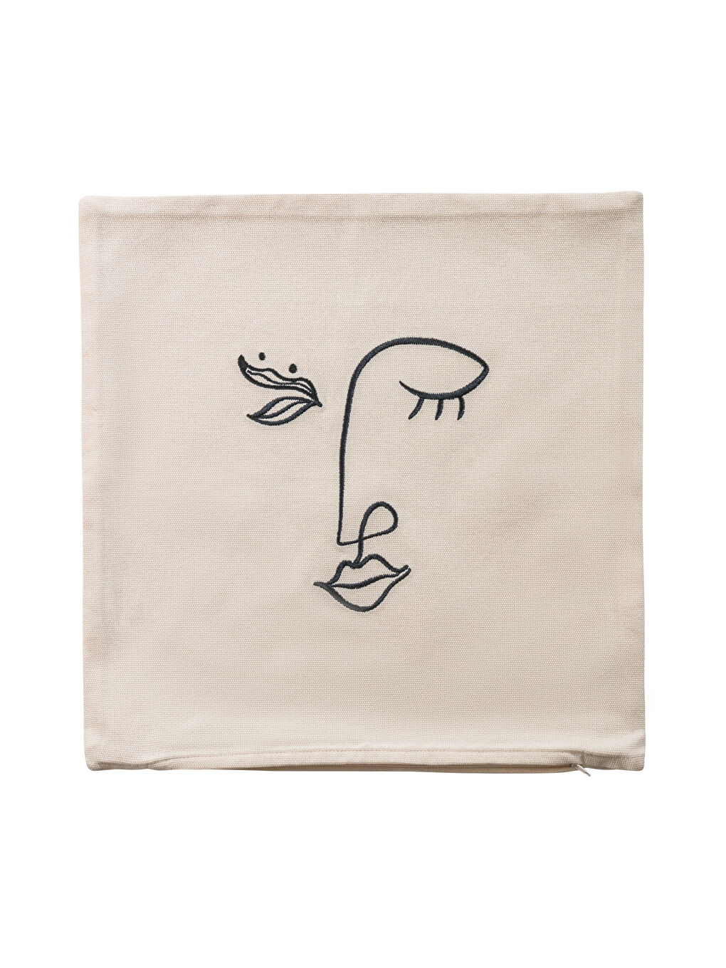 Bej Yüz Nakışlı Kırlent Kılıfı 45x45 cm-5