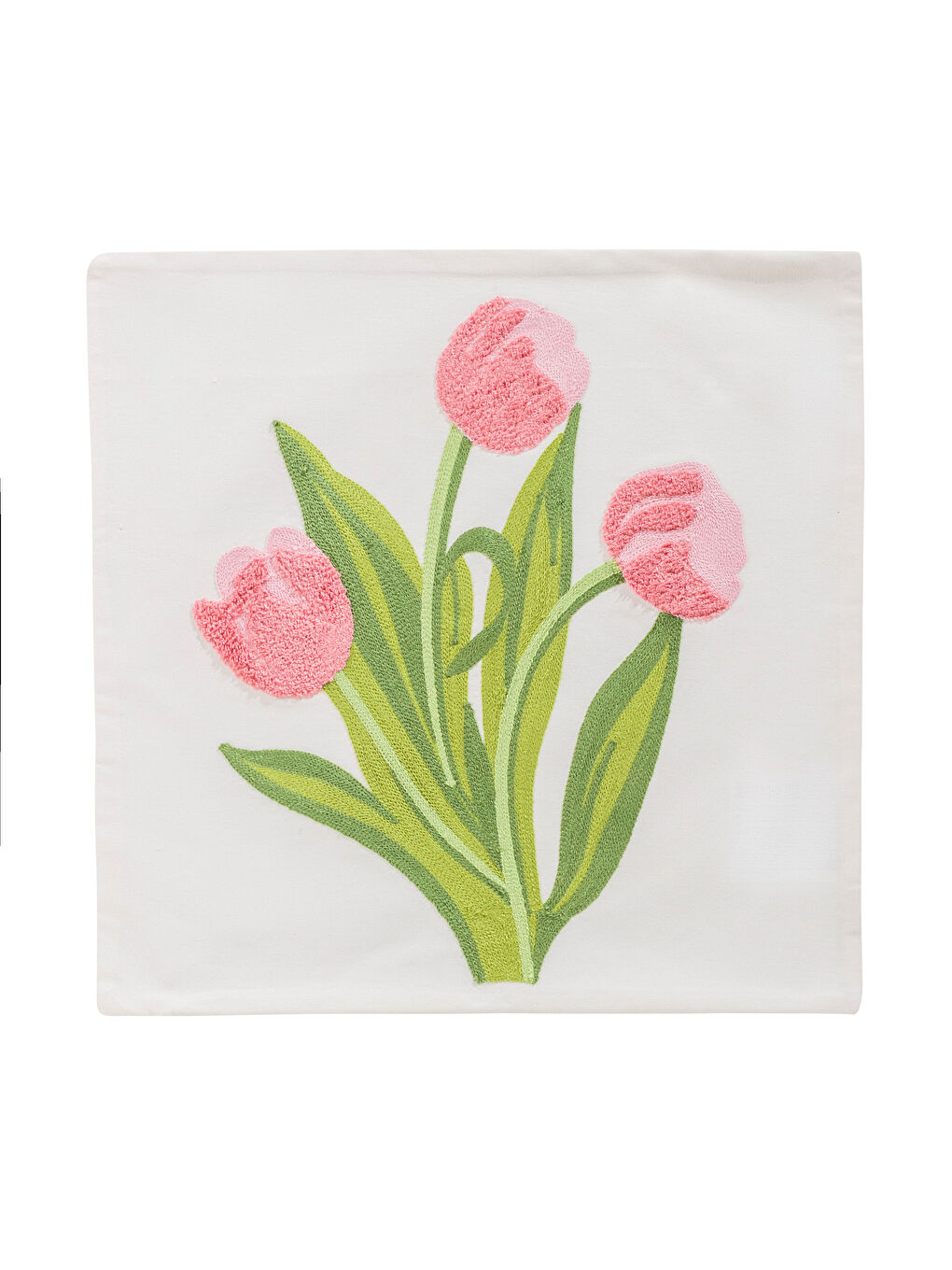 Ekru Çiçekli Kırlent Kılıfı 45x45 cm-5