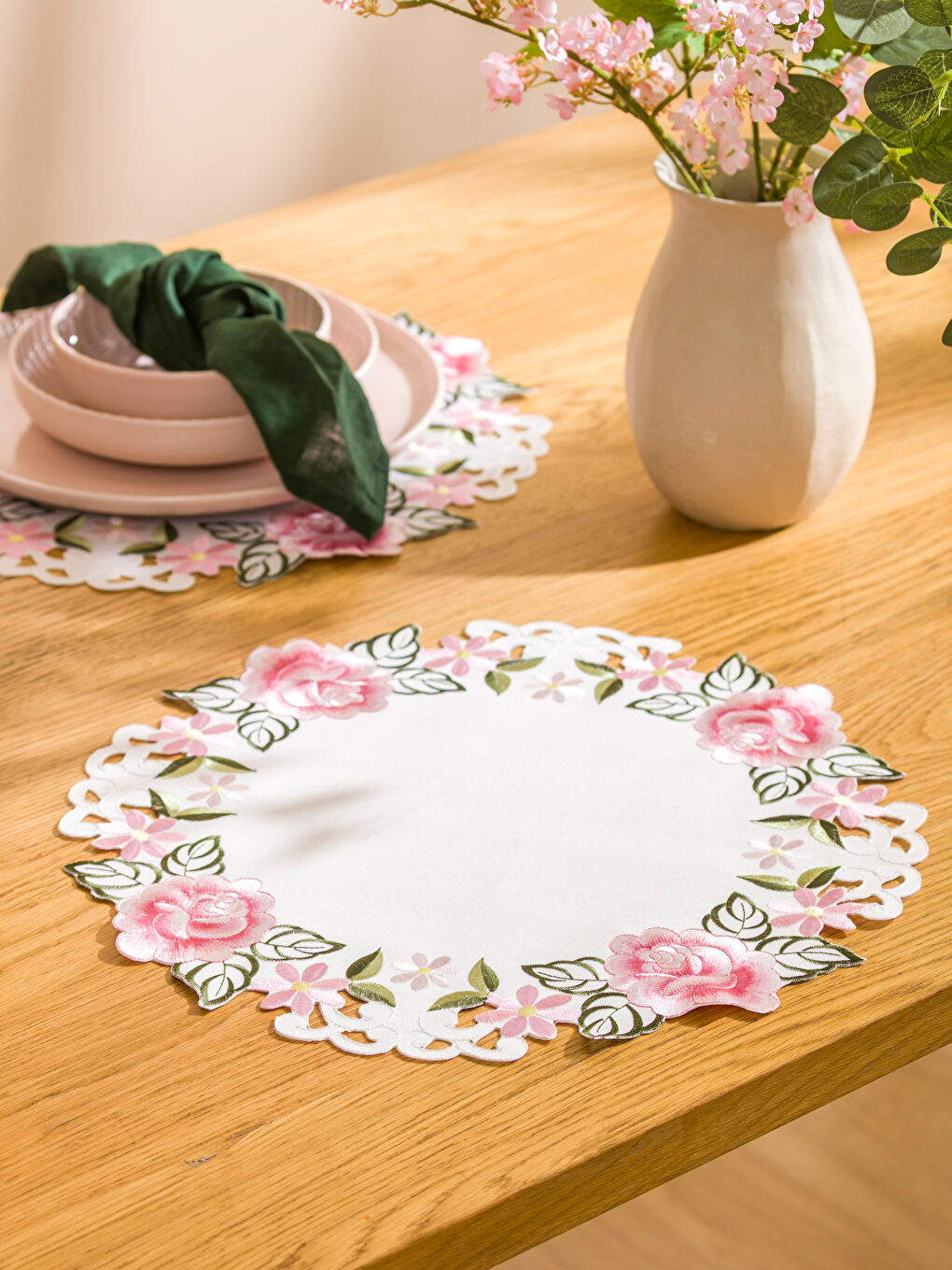 Ekru Çiçek Desenli Supla 2'li 38 cm-1