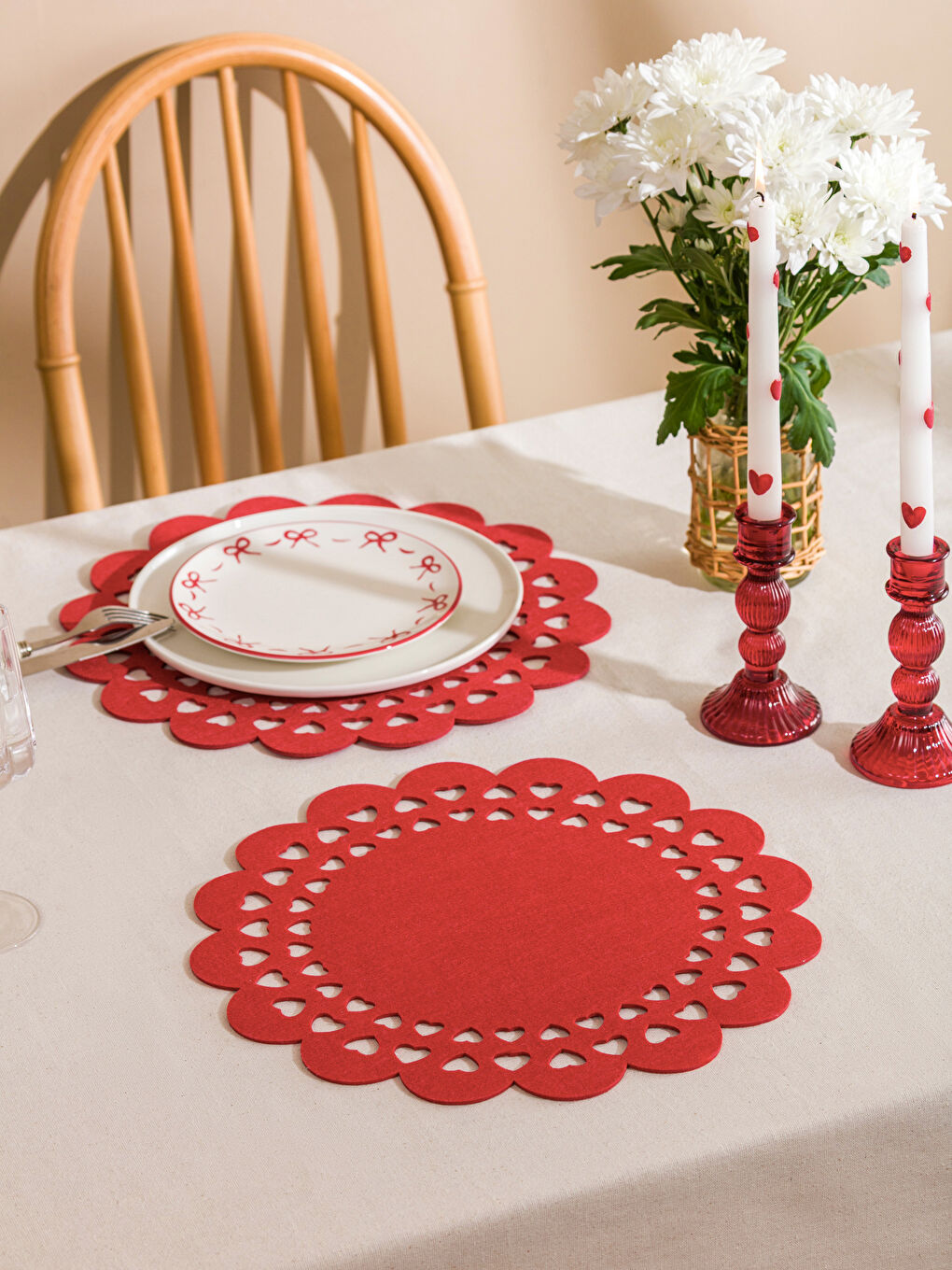 Kırmızı Kalp Desenli Supla 38 cm