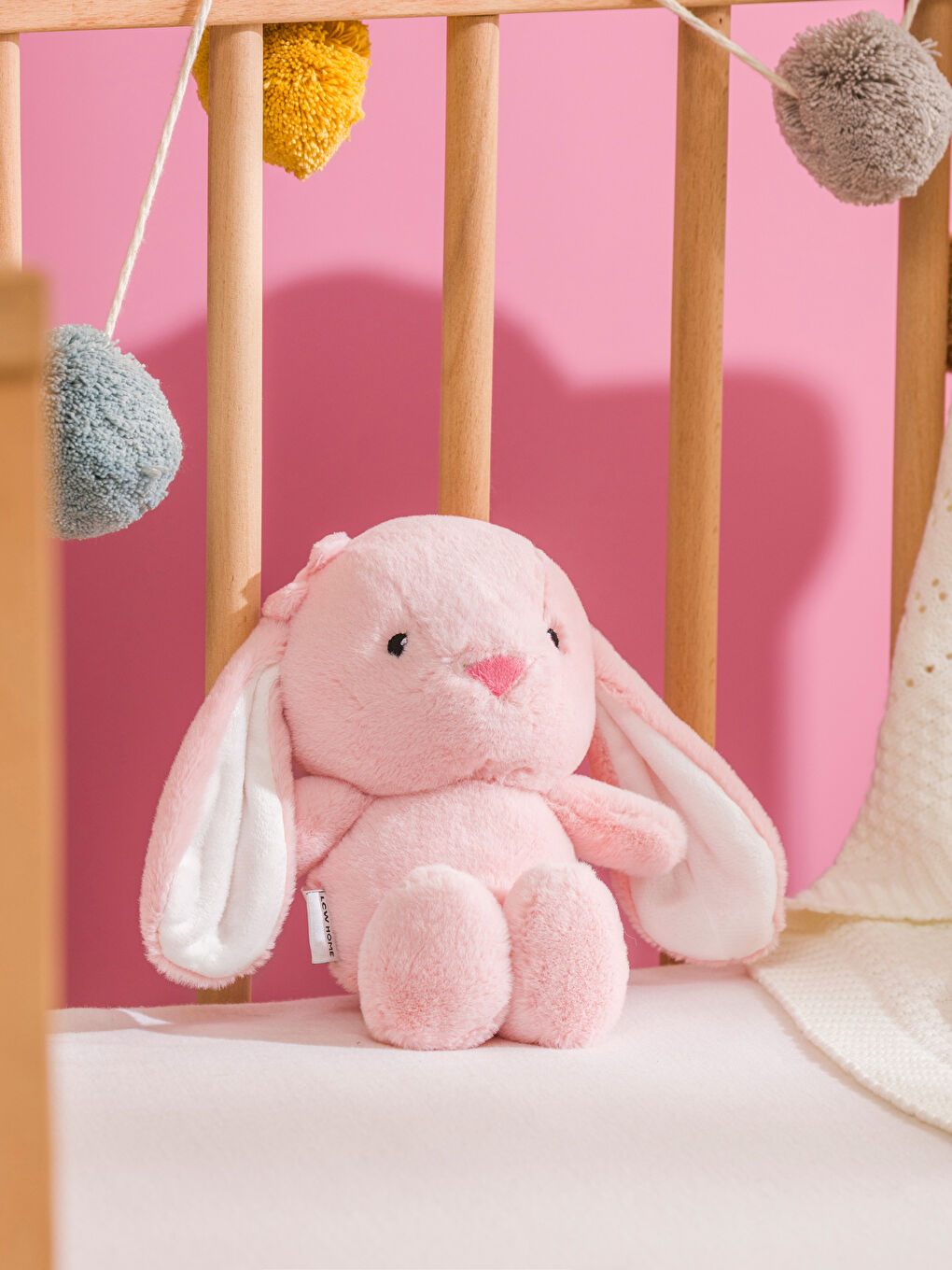Pembe Tavşan Figürlü Pelüş Bebek Kırlent 23 cm-1