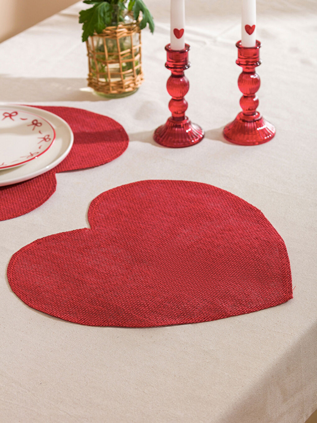 Kırmızı Kalp Figürlü Amerikan Servis 2'li 38 cm-1