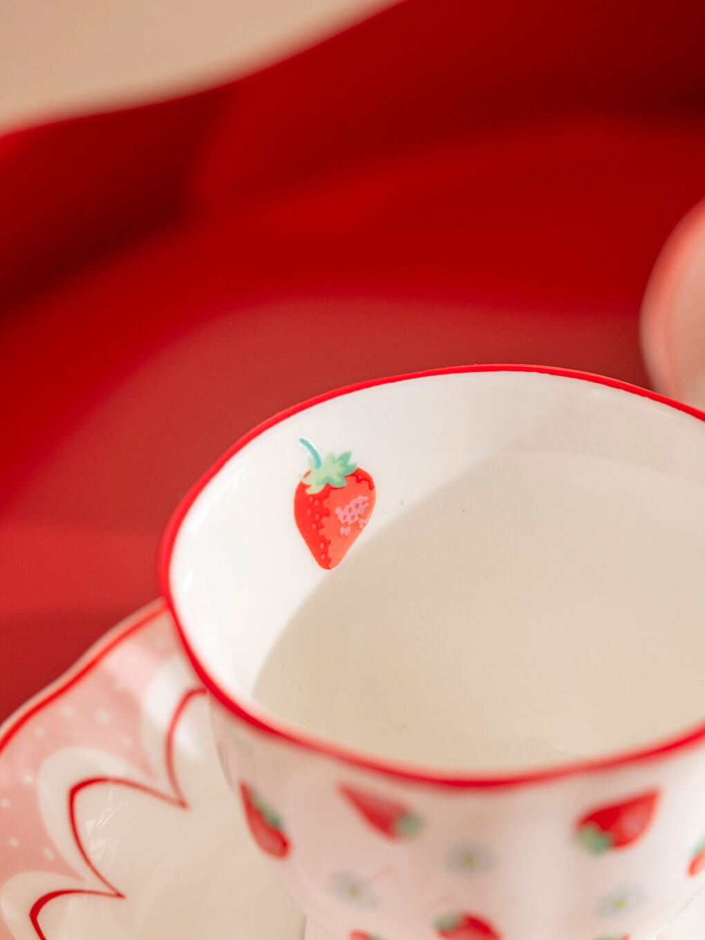 Kırmızı Baskılı 2 Kişilik Porselen Kahve Fincan Takımı 90 ml-2