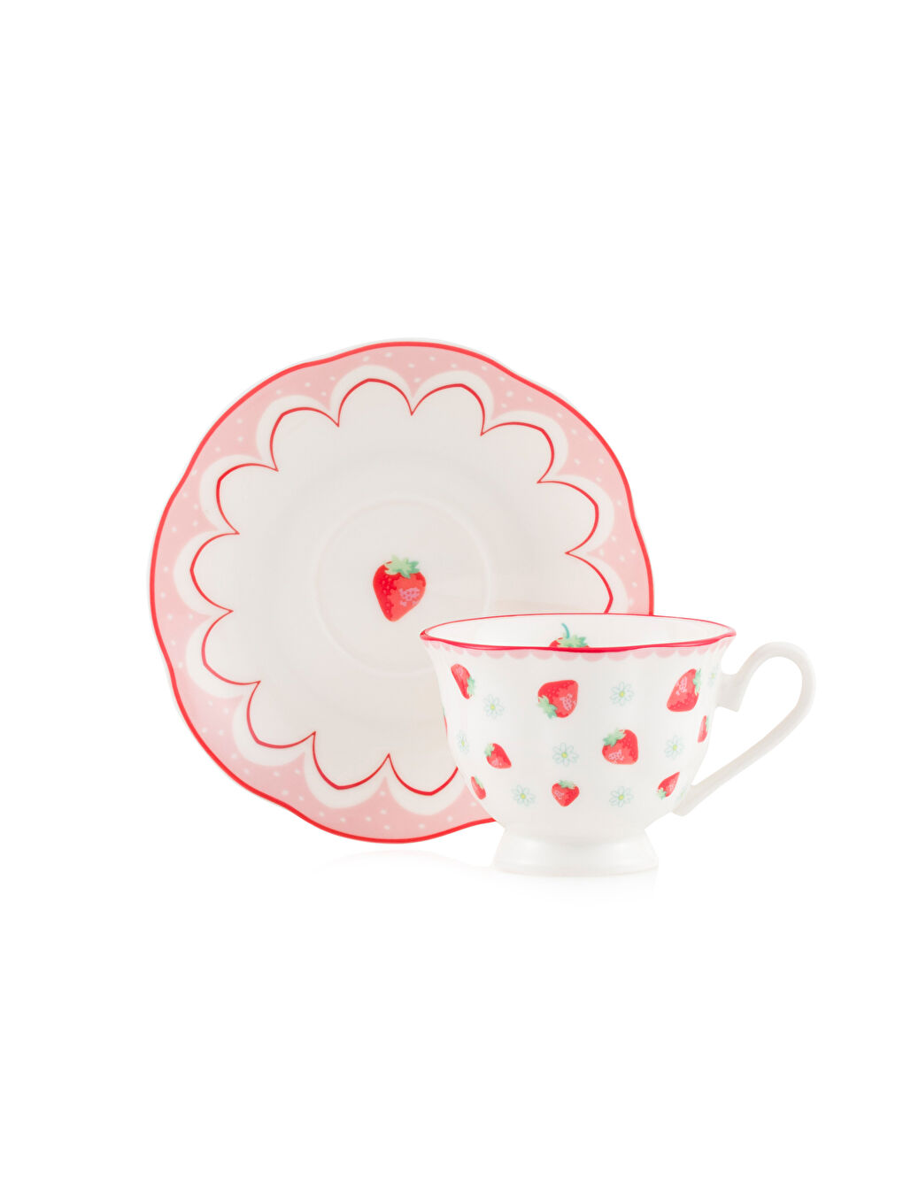 Kırmızı Baskılı 2 Kişilik Porselen Kahve Fincan Takımı 90 ml-4