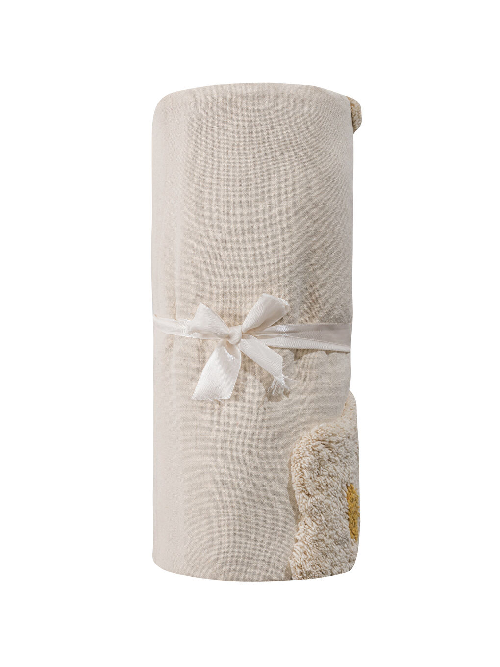 Bej Çiçek Nakışlı Tek Kişilik Yatak Örtüsü -3