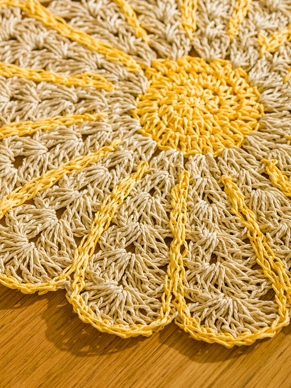 Bej Çiçek Figürlü Hasır Supla 38 cm-2