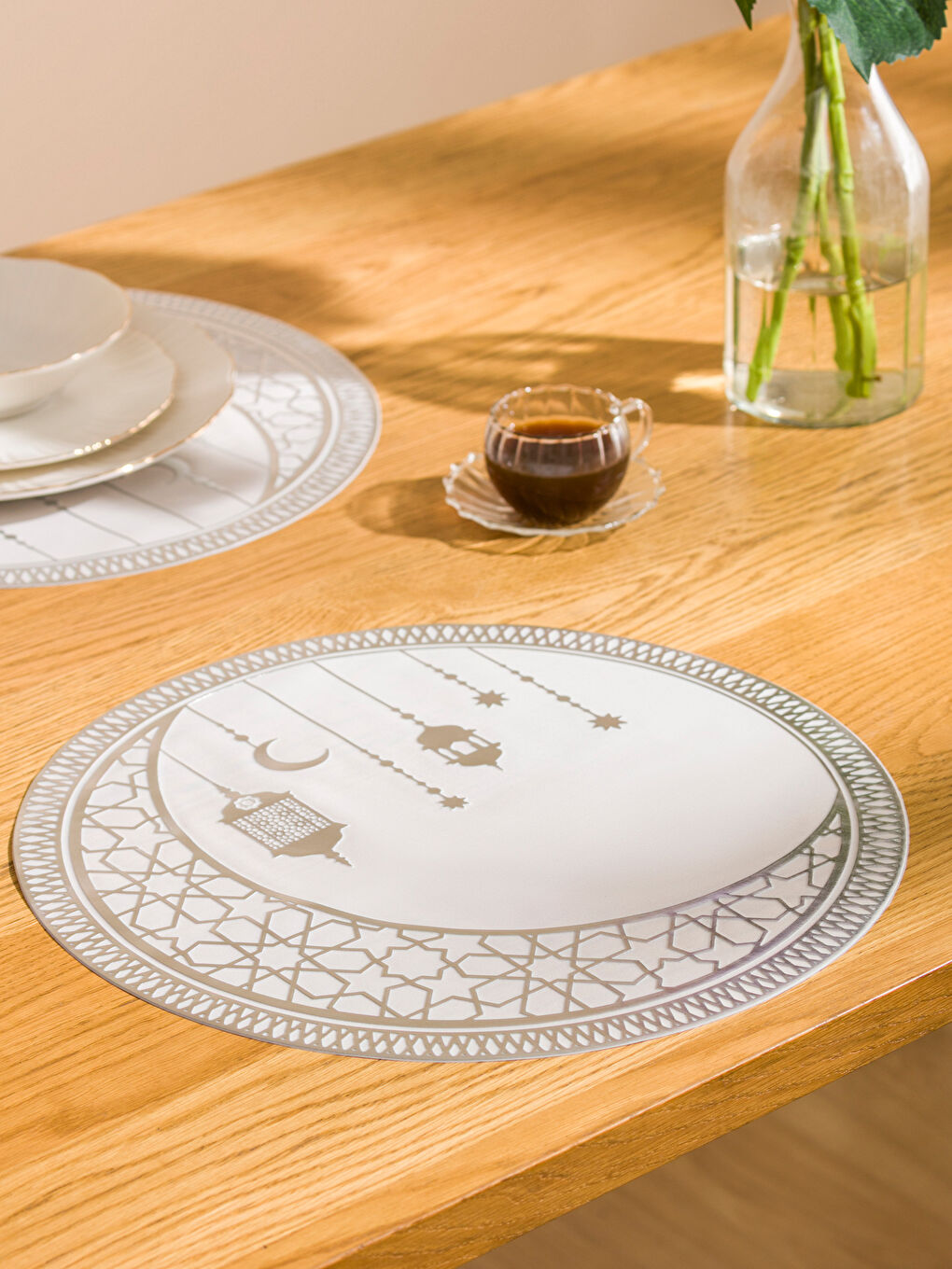 Gri Baskılı Amerikan Servis Seti 2'li 39 cm-1