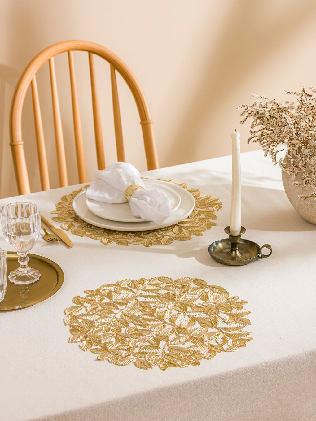 Sarı Yaprak Figürlü Supla Seti 2'li 40 cm