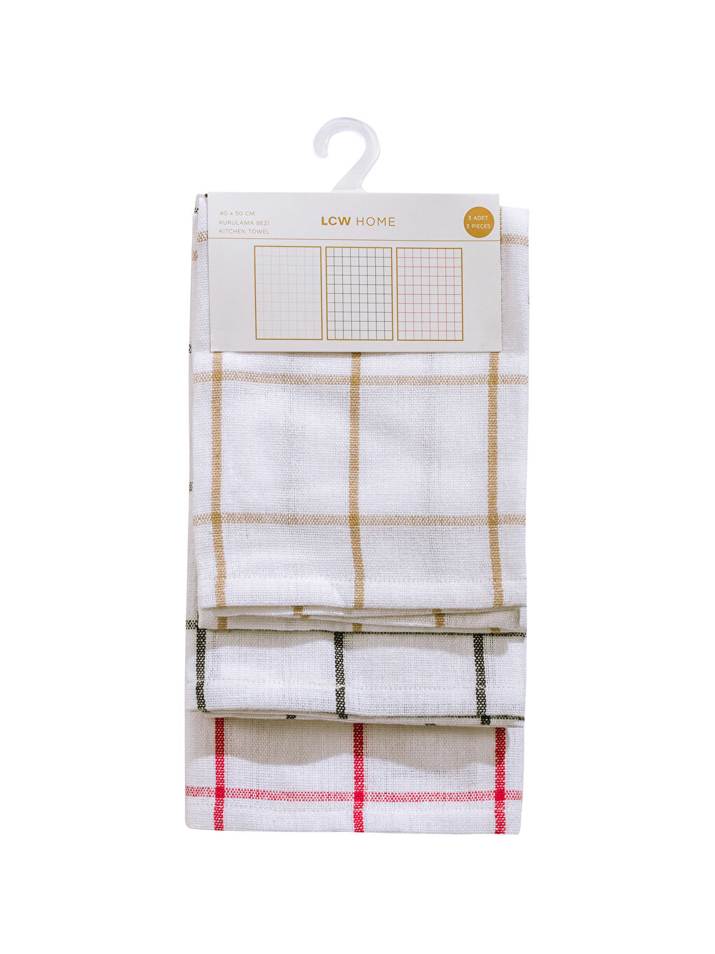 Karışık Ekose Desenli Kurulama Bezi 3'lü 40x50 cm-4