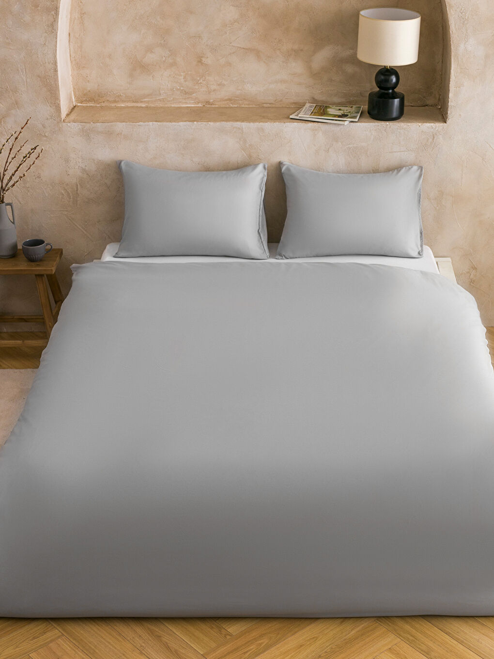 Gri Çift Kişilik Nevresim Seti-1