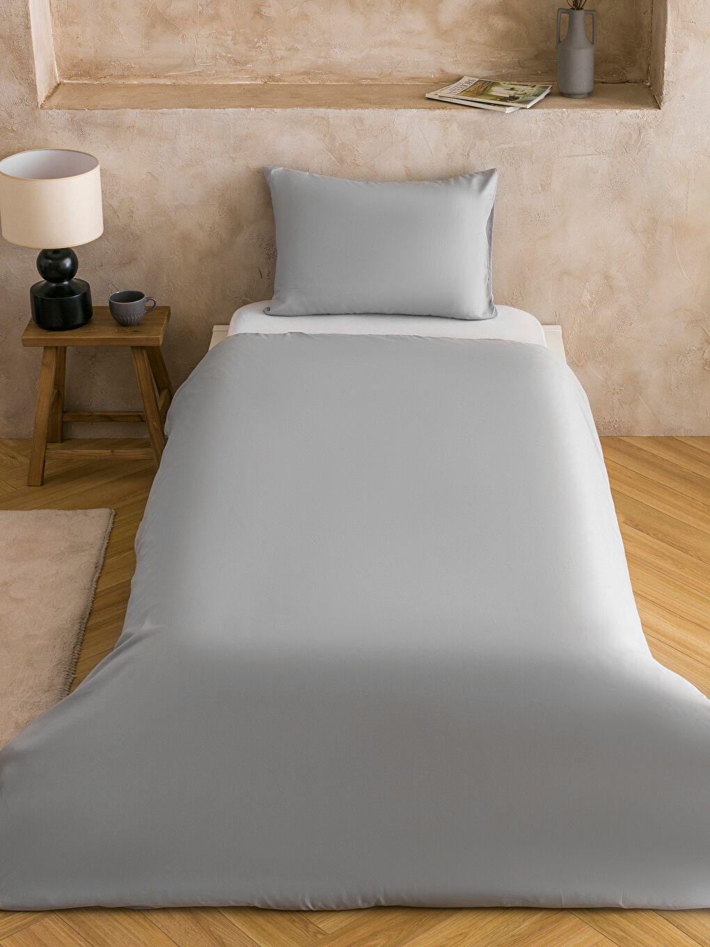 Gri Basic Tek Kişilik Nevresim Seti-1