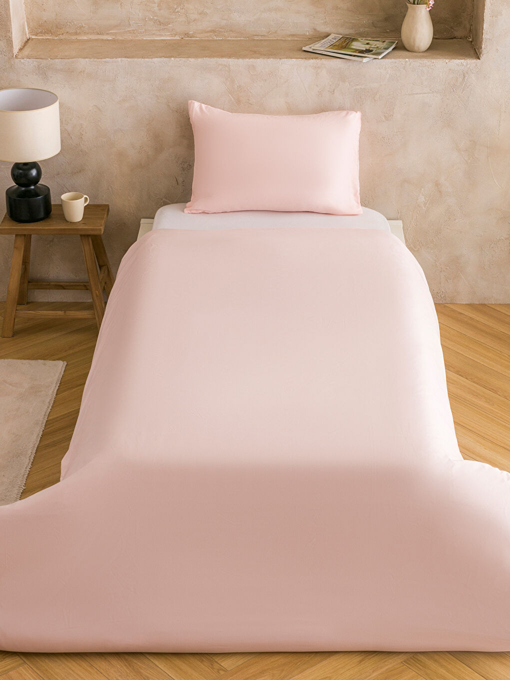 Pembe Basic Tek Kişilik Nevresim Seti-1