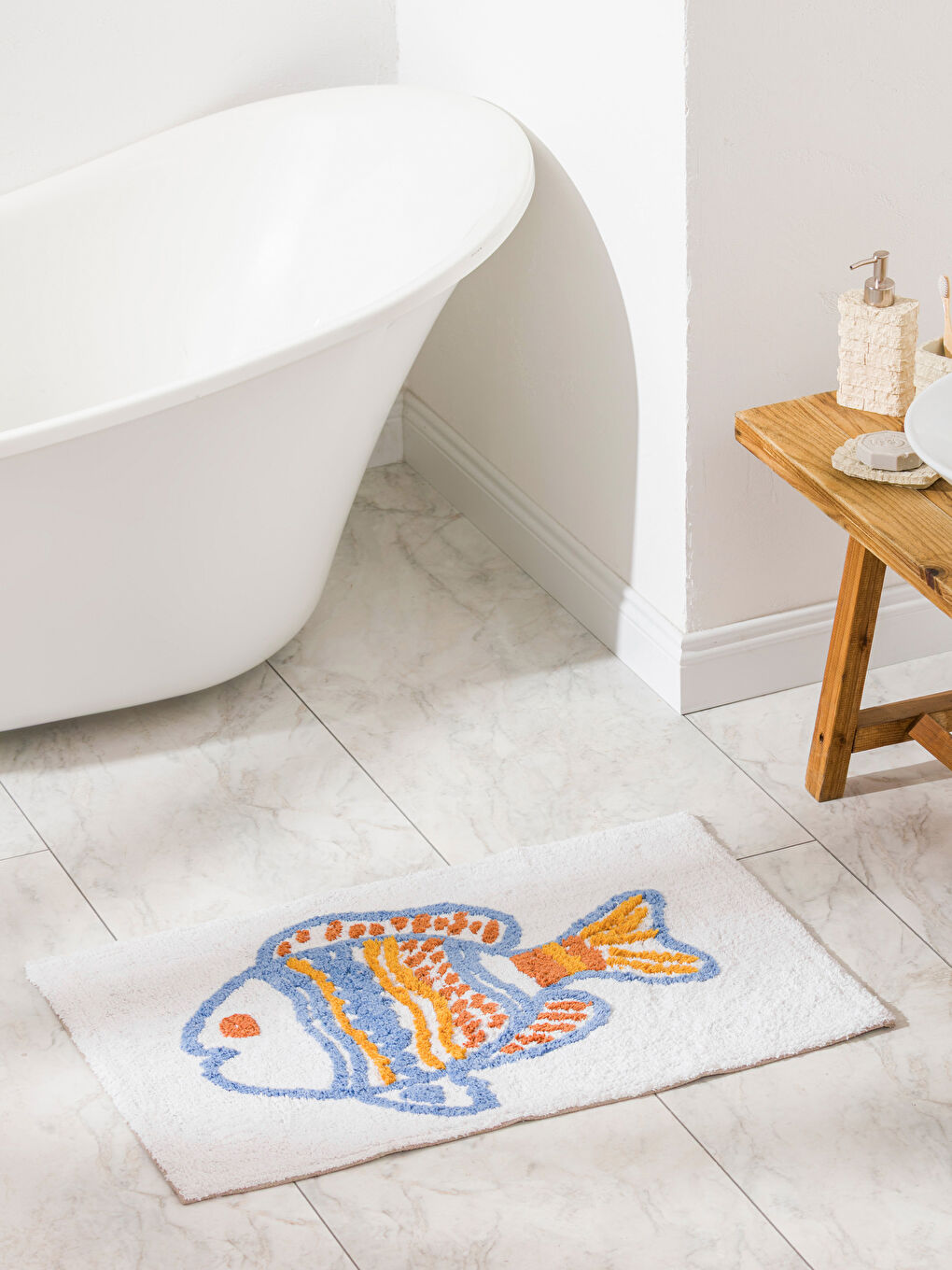 балық кестеленген жуынатын бөлмеге арналған төсеніш 50x80 см