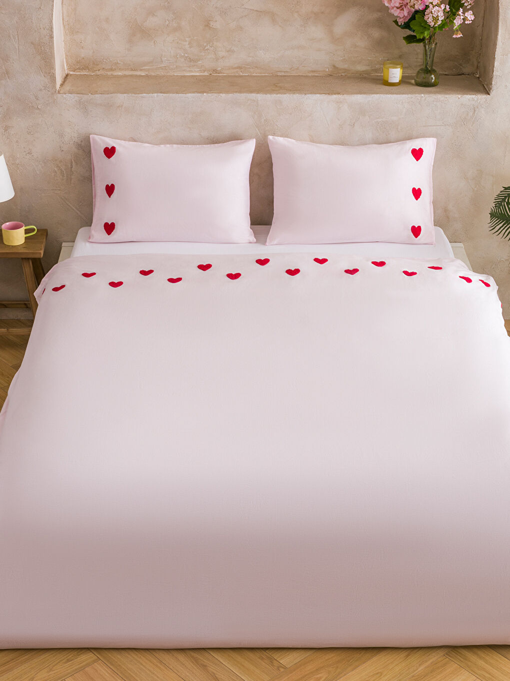 Розовый Комплект двуспальных пододеяльников-1