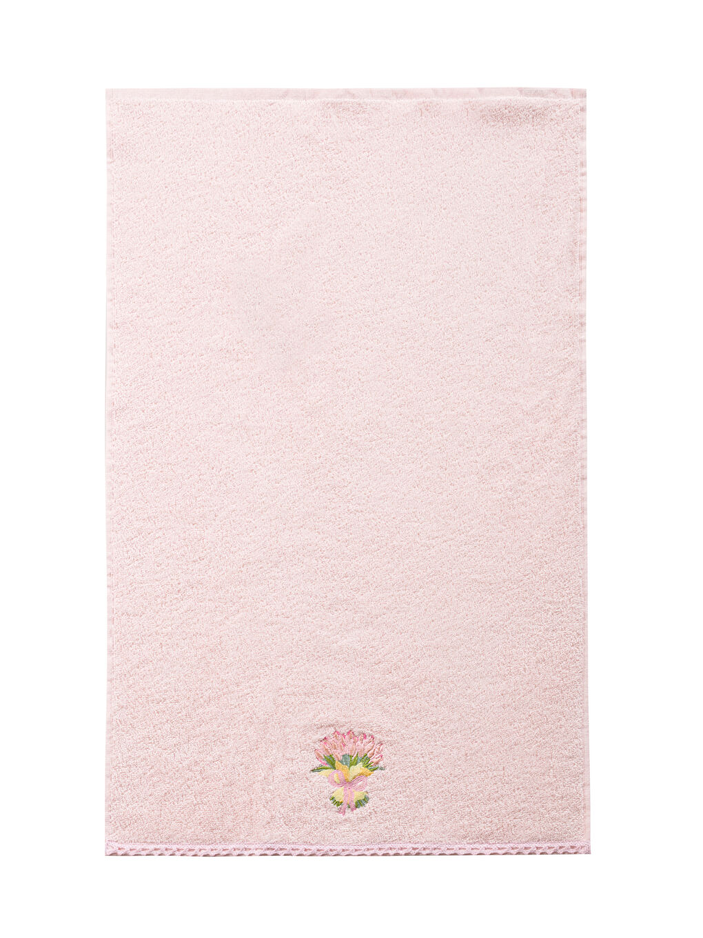 Pembe Çiçek Nakışlı Yüz Havlusu 50x80 cm-4