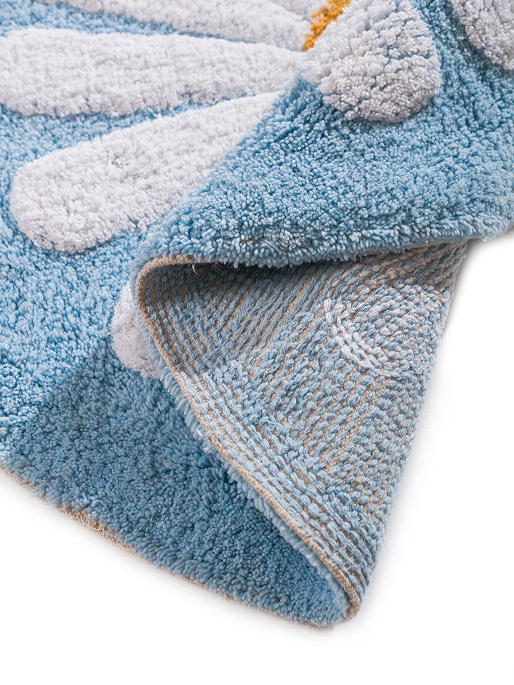 Mavi Çiçek Figürlü Banyo Paspası 60x60 cm-3