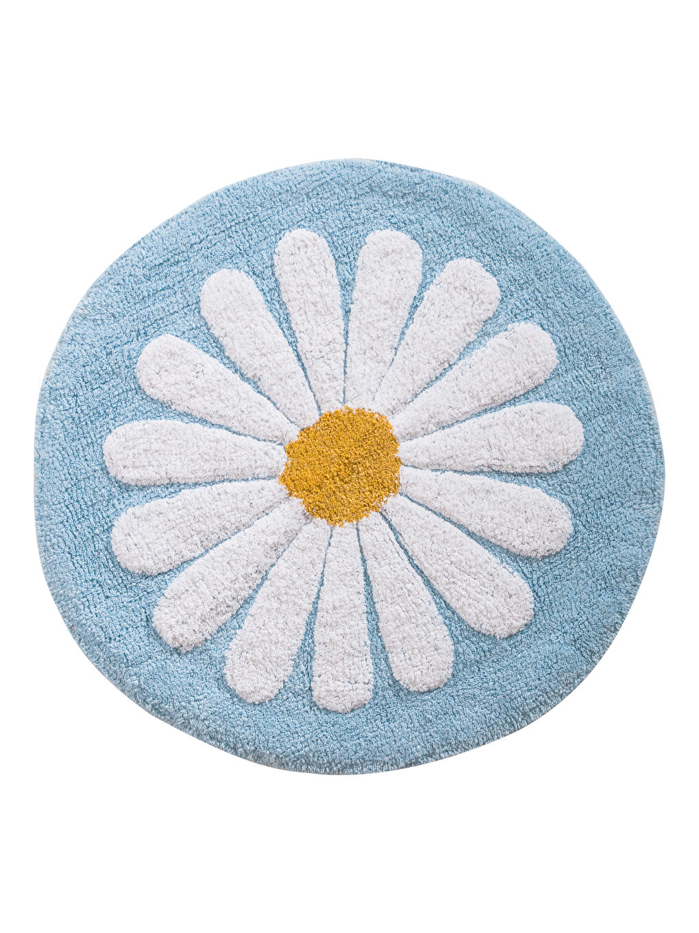 Mavi Çiçek Figürlü Banyo Paspası 60x60 cm-4