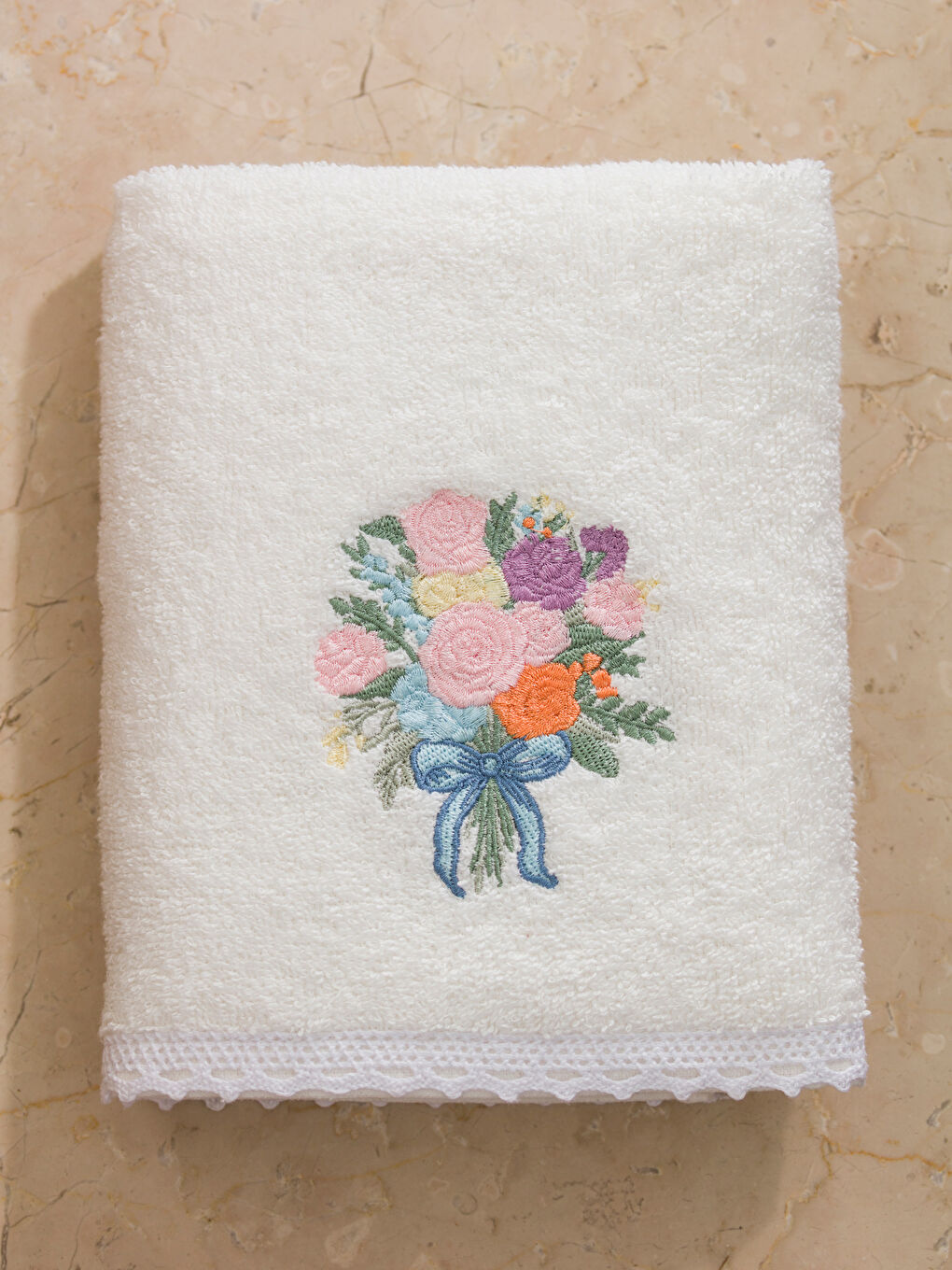 Floral Embroidered Hand Towel 50x80 cm-2
