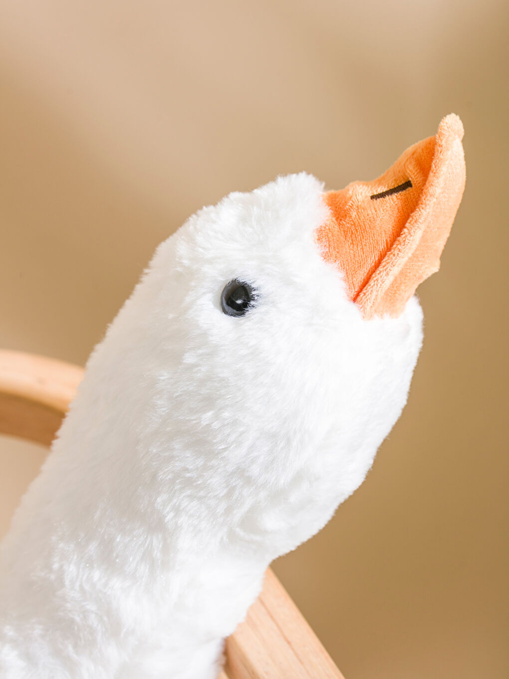 Ekru Kaz Figürlü Pelüş Bebek Kırlent 95 cm-5