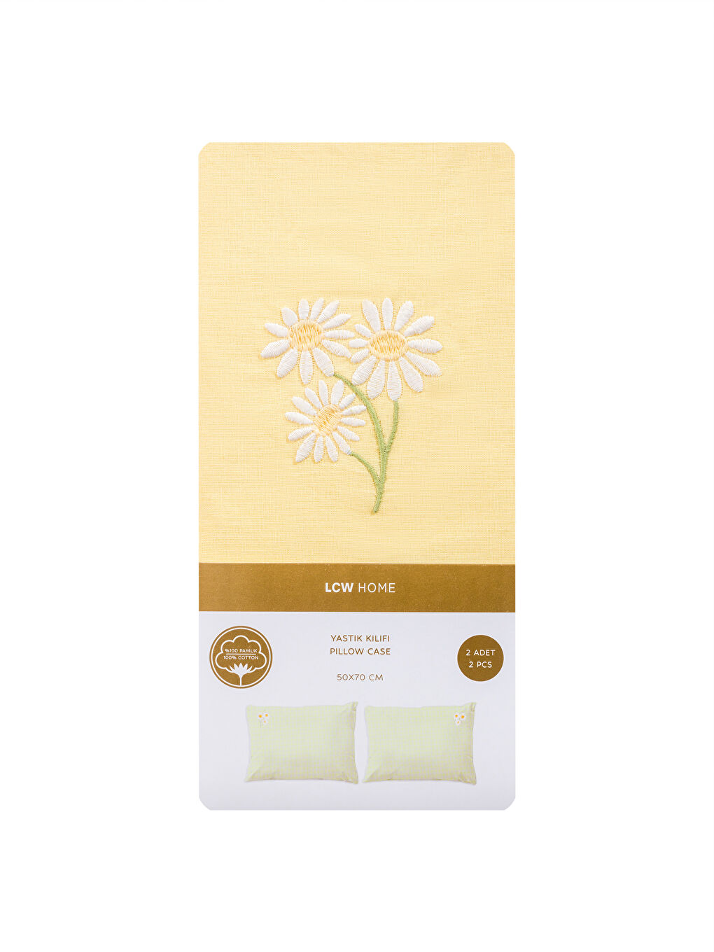 Наволочка с вышивкой «Daisy», упаковка из 2 штук, 50x70 см-3