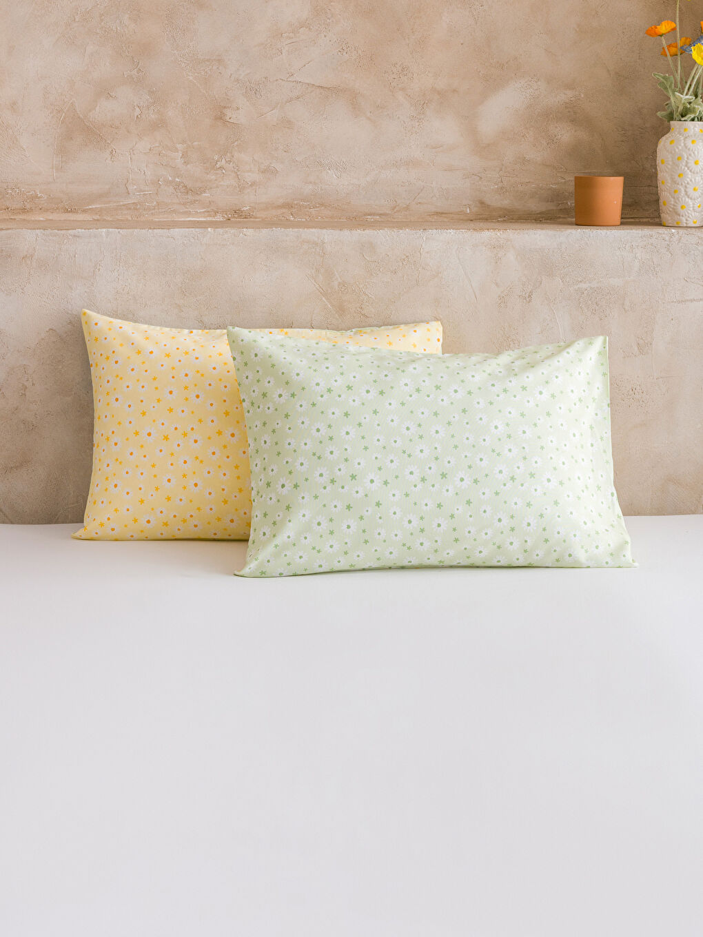 Комплект от 2 калъфки за възглавници с флорален мотив-1