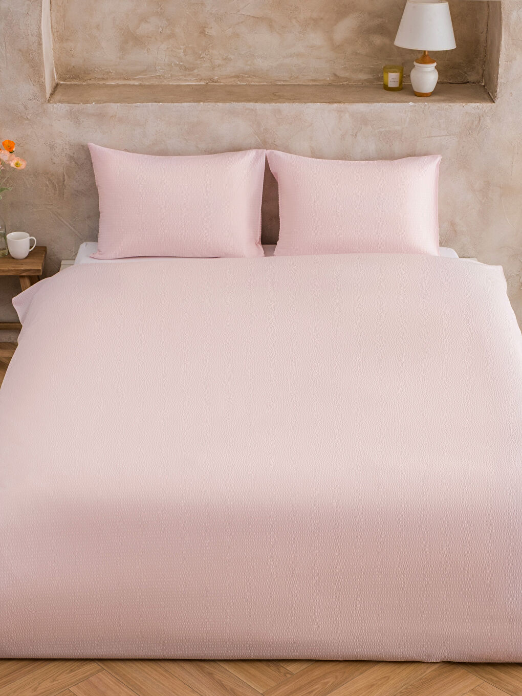 Pembe Çift Kişilik Pamuklu Nevresim Seti-1