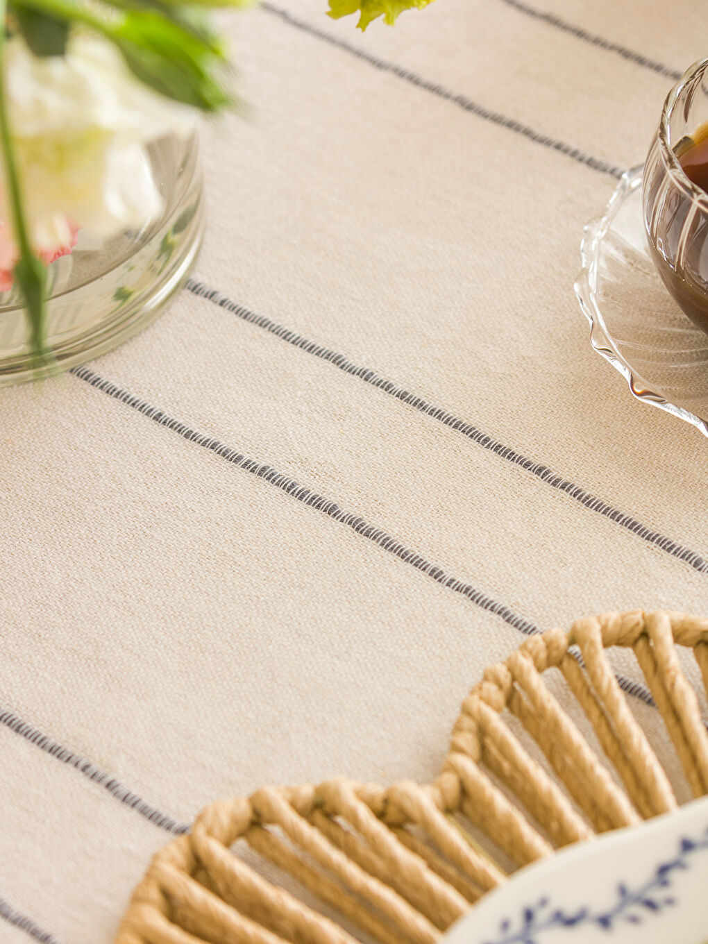LCW HOME Striped Embroidered Tablecloth 150x200 cm -W5JA05Z8-LQJ