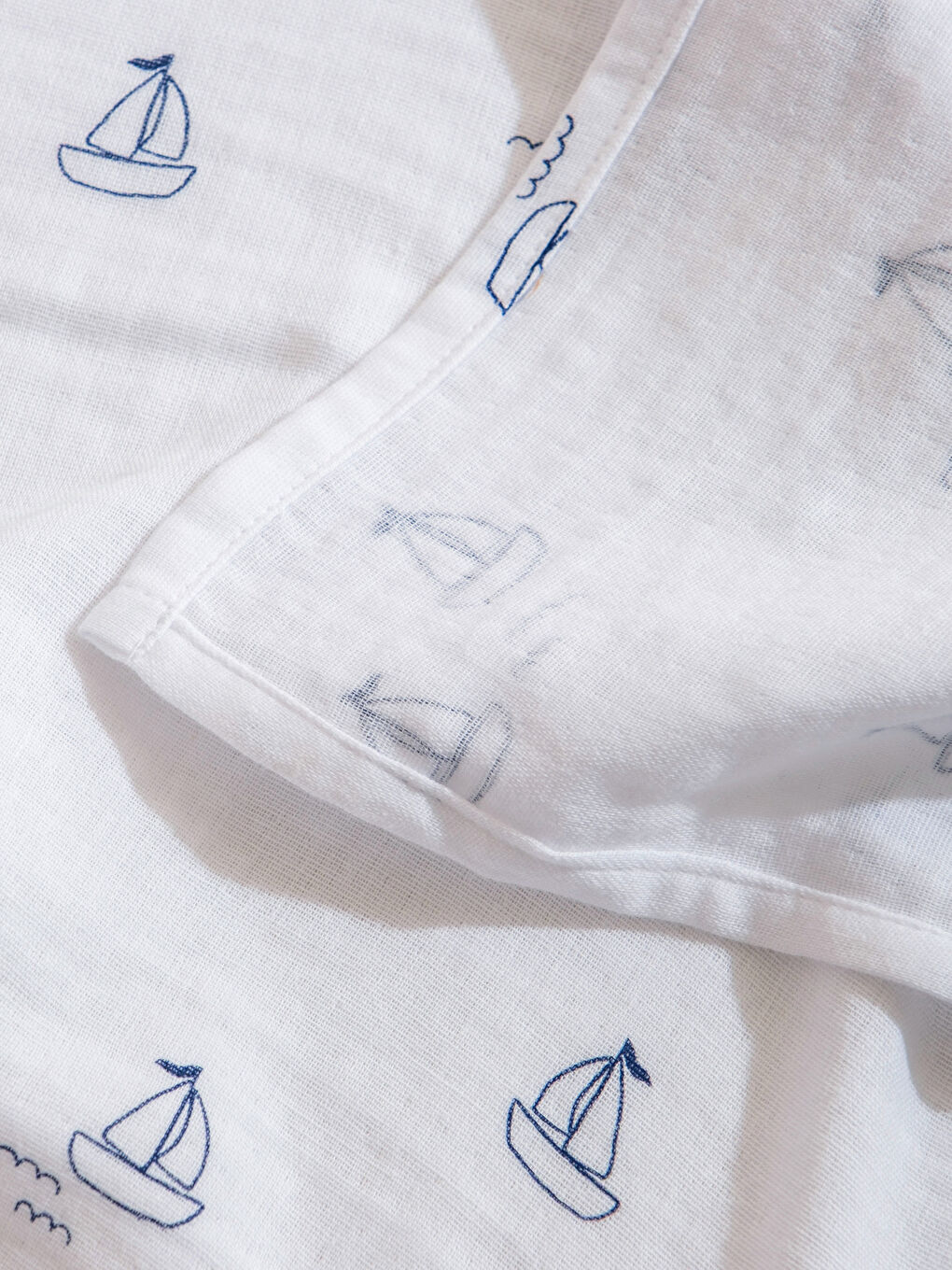 Ekru Baskılı Erkek Bebek Müslin Battaniye 90x100 cm-3