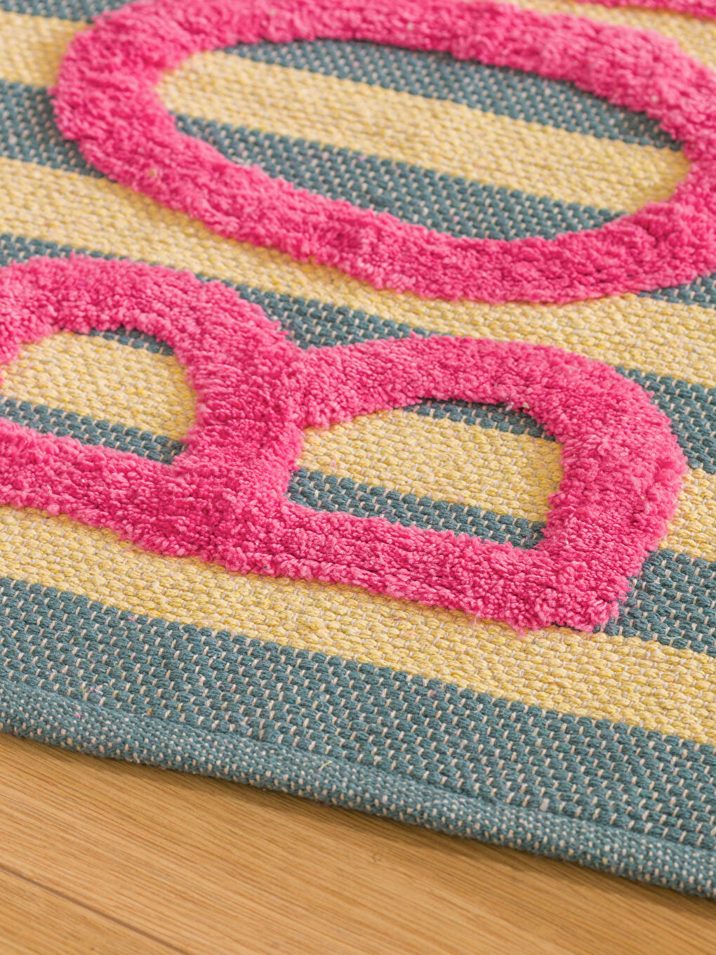 Karışık Bonjour Yazı Nakışlı Halı 70x140 cm-1