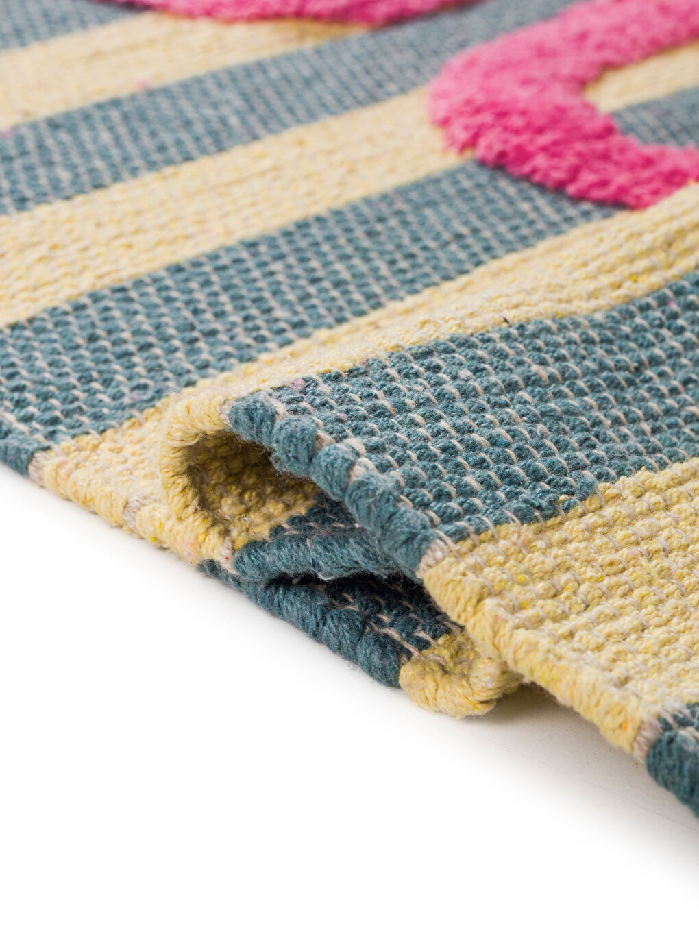 Karışık Bonjour Yazı Nakışlı Halı 70x140 cm-3