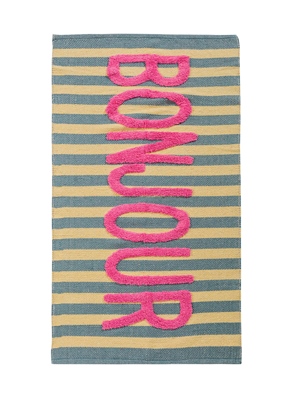Karışık Bonjour Yazı Nakışlı Halı 70x140 cm-5