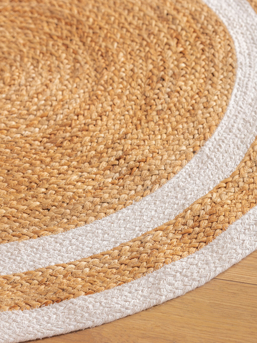 Karışık Çizgi Desenli Hasır Yuvarlak Halı 90 cm-1