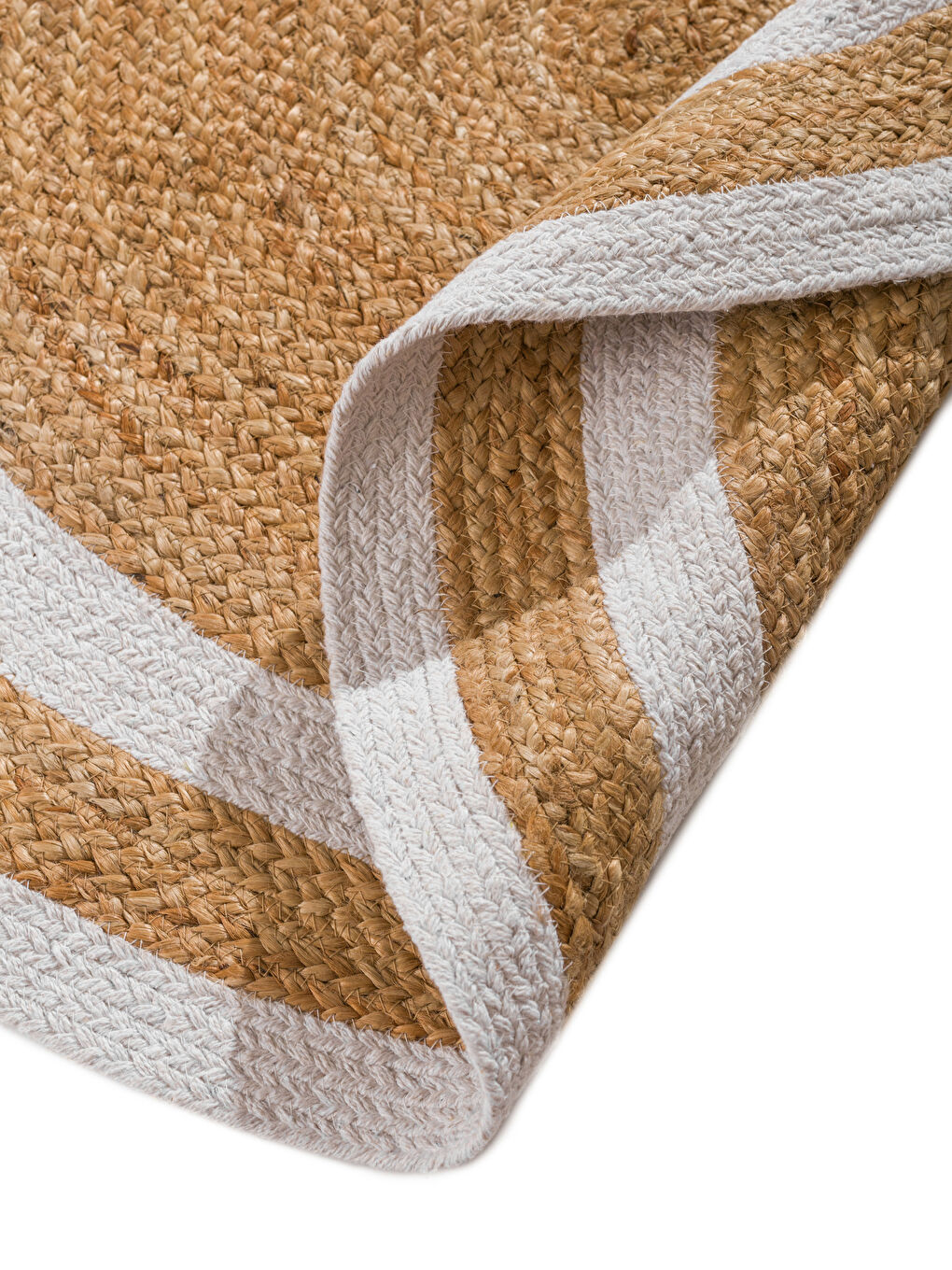 Karışık Çizgi Desenli Hasır Yuvarlak Halı 90 cm-2