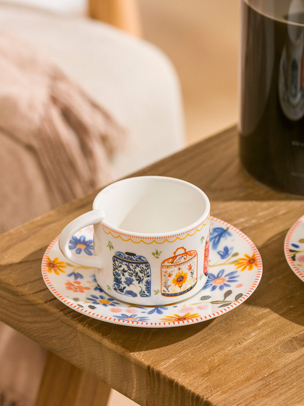 Karışık Baskılı 2 Kişilik Porselen Kahve Fincan Takımı-1