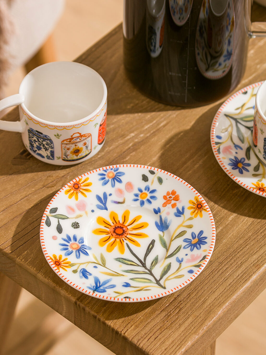 Karışık Baskılı 2 Kişilik Porselen Kahve Fincan Takımı-2