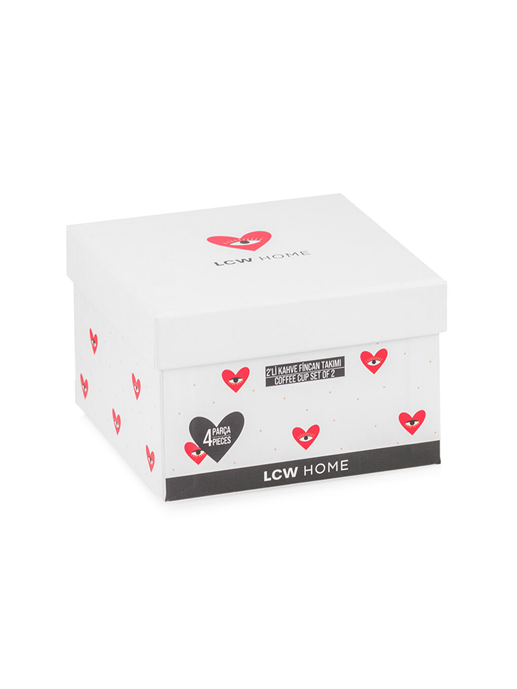 Karışık Kalp Baskılı 2 Kişilik Porselen Kahve Fincan Takımı 90 ml-3