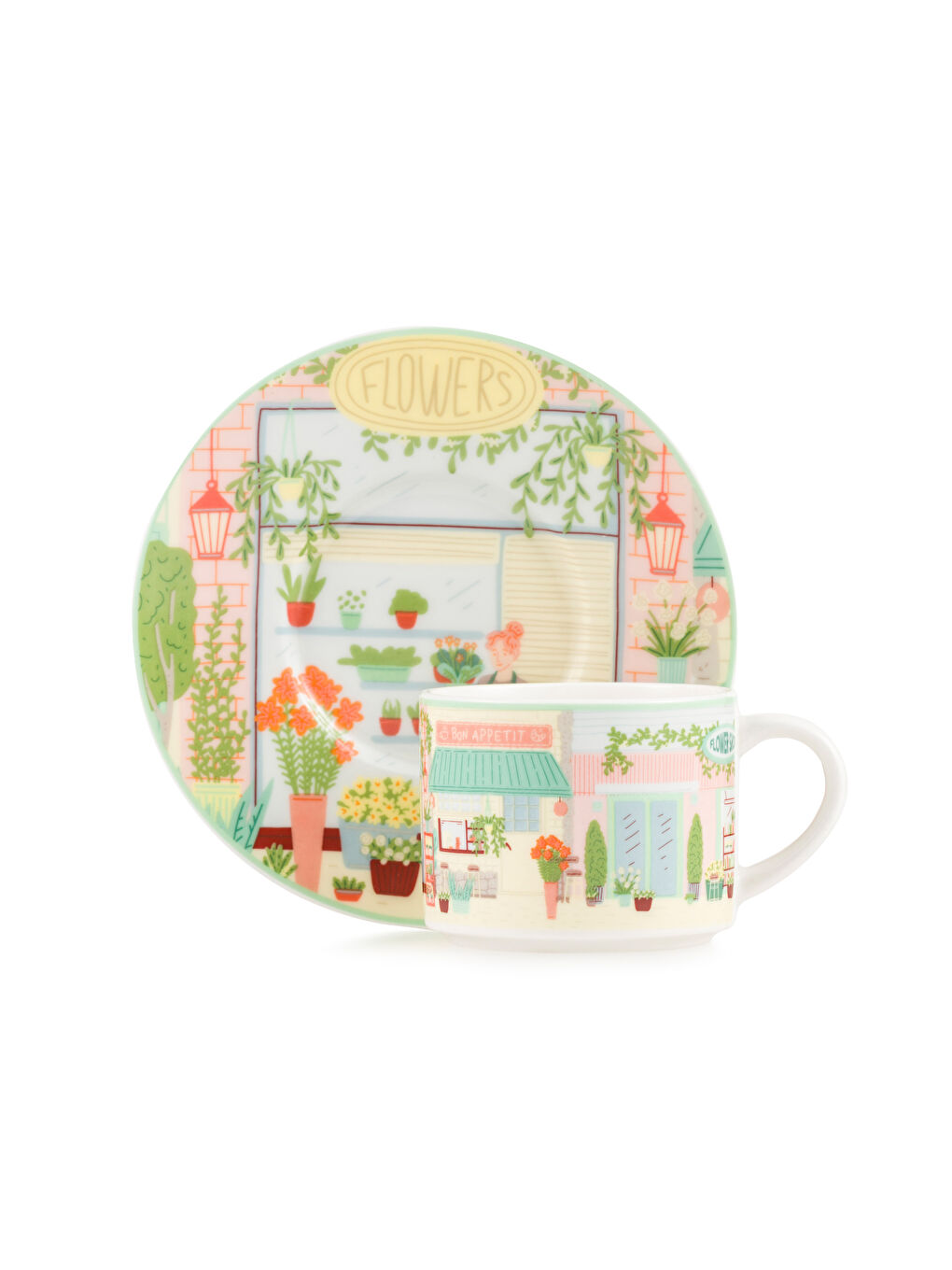 Karışık Baskılı 2 Kişilik Porselen Kahve Fincan Takımı 90 ml-4