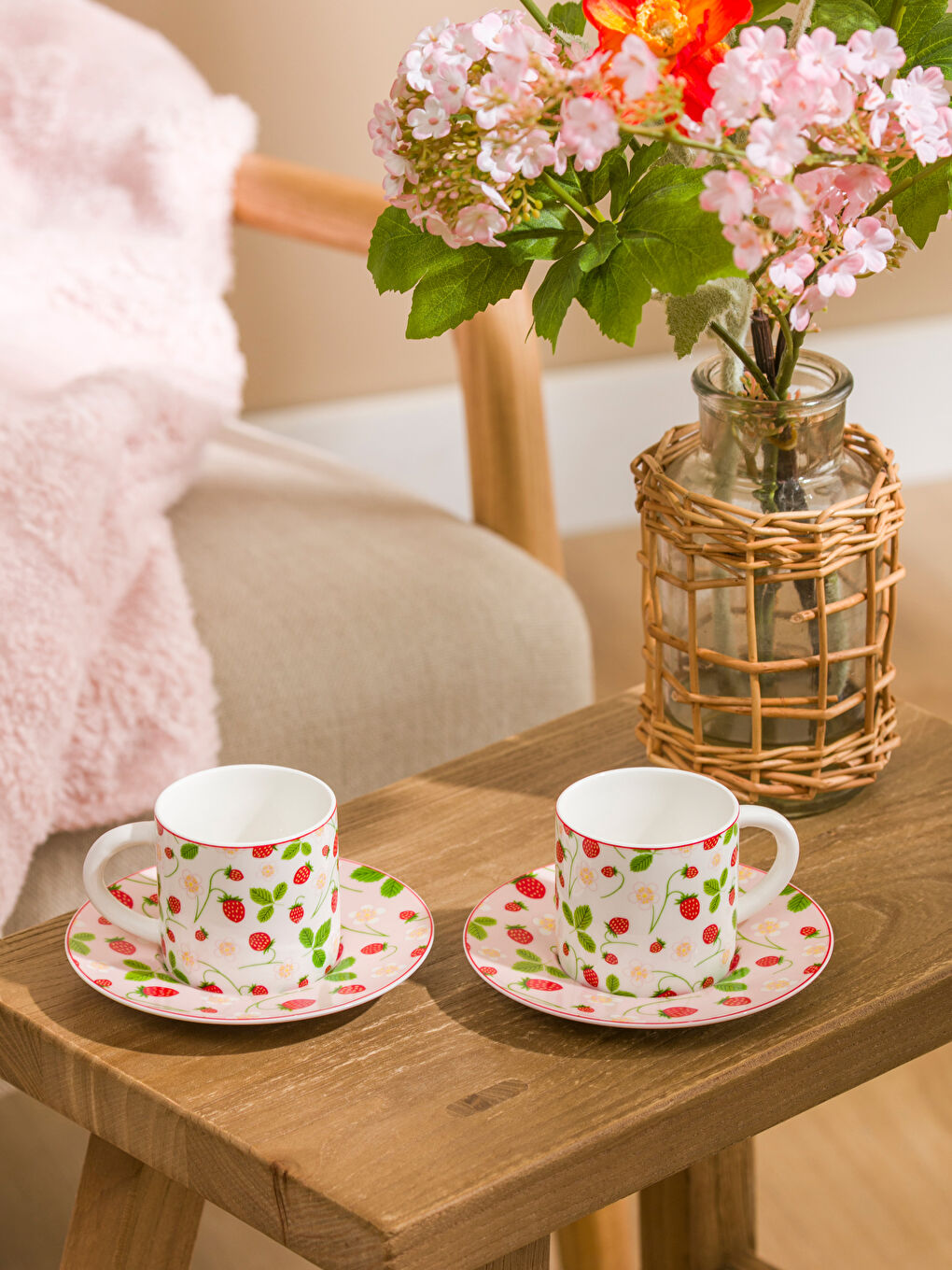 Karışık Baskılı 2 Kişilik Porselen Kahve Fincan Takımı 90 ml