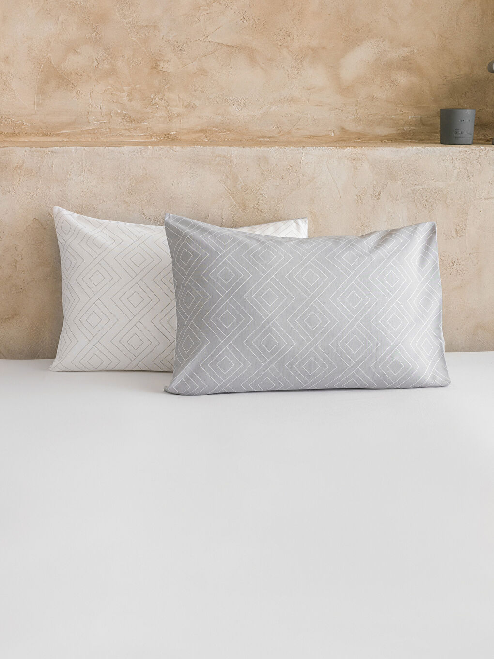 Gri Desenli Yastık Kılıfı 2'li 50x70 cm-1