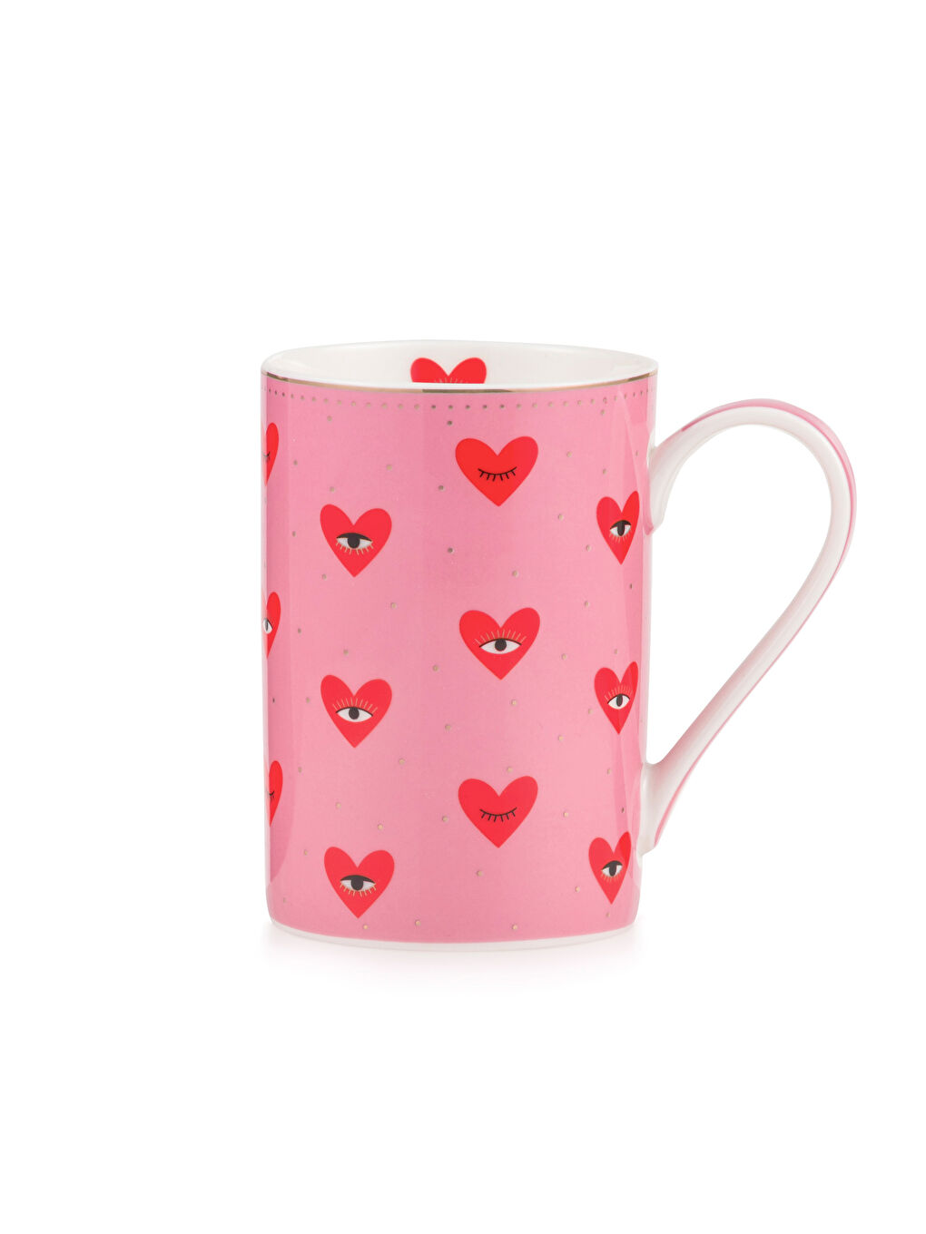 Karışık Kalp Baskılı Porselen Kupa 320 ml-3