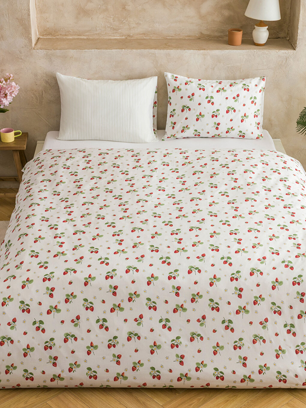 Set de lenjerie de pat dublă cu imprimeu de lămâi-1