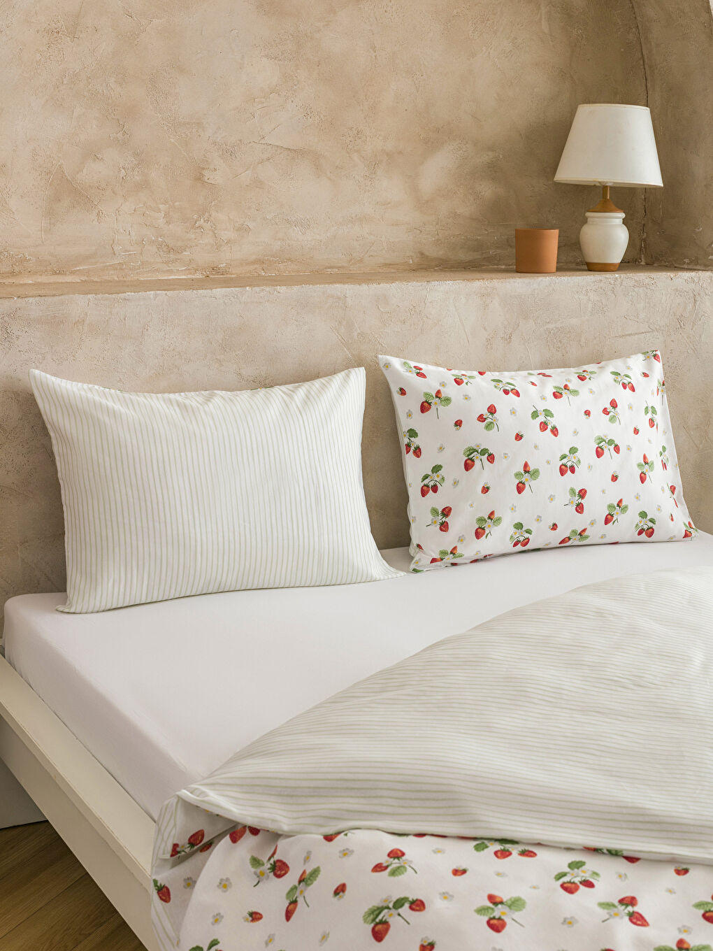 Set de lenjerie de pat dublă cu imprimeu de lămâi-2