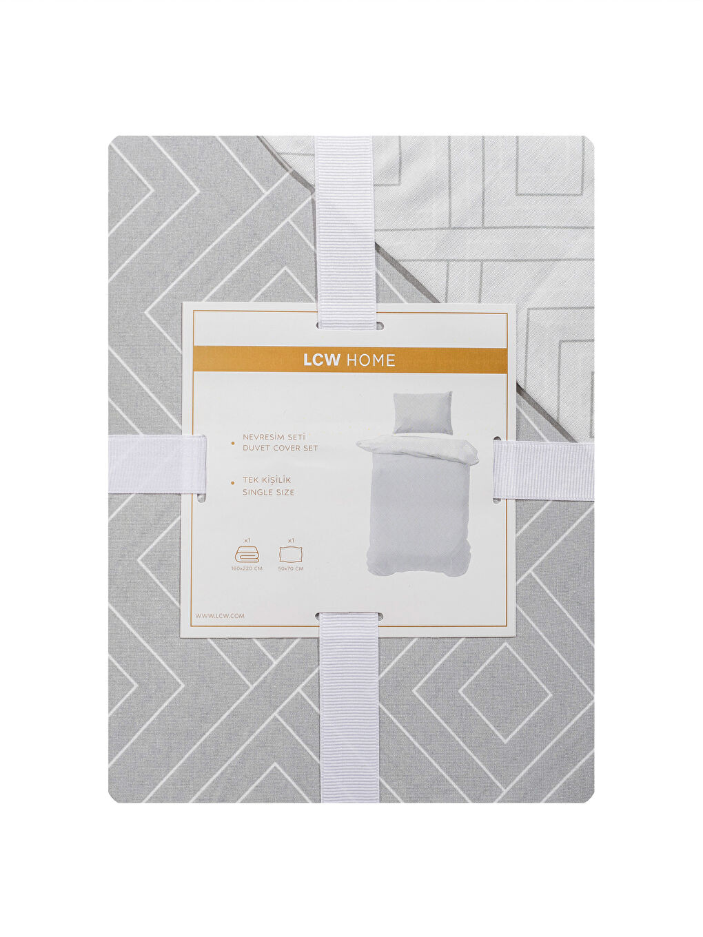 Gri Çizgi Desenli Tek Kişilik Nevresim Seti-6