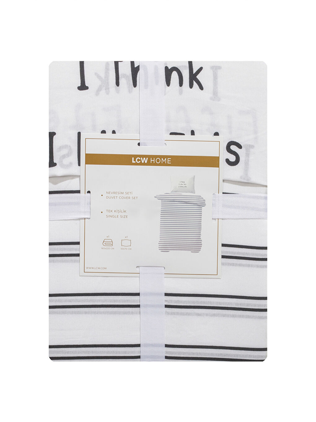 Siyah Çizgi Desenli Tek Kişilik Nevresim Seti-6