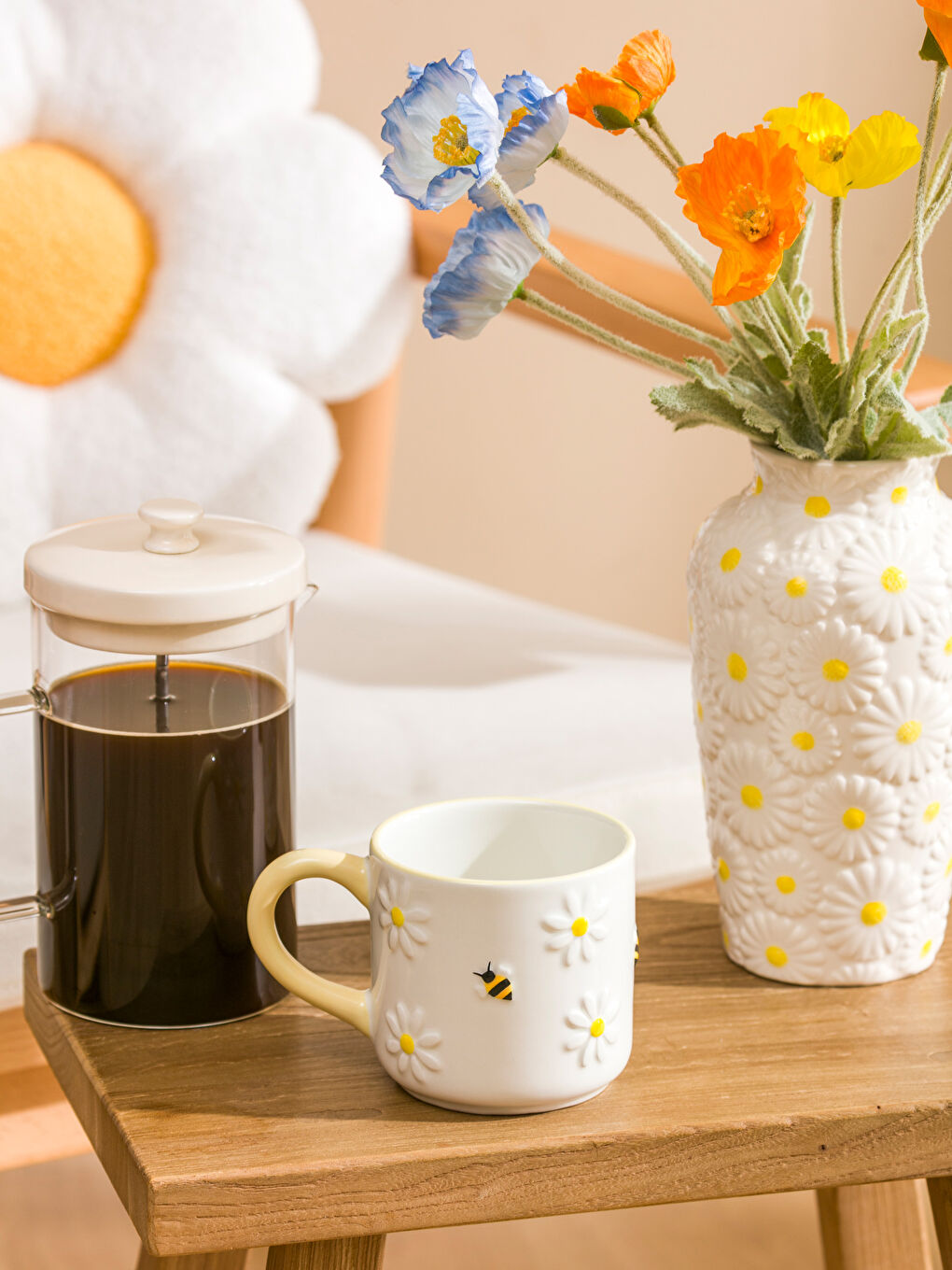 Karışık Çiçek Baskılı Seramik Kupa -1