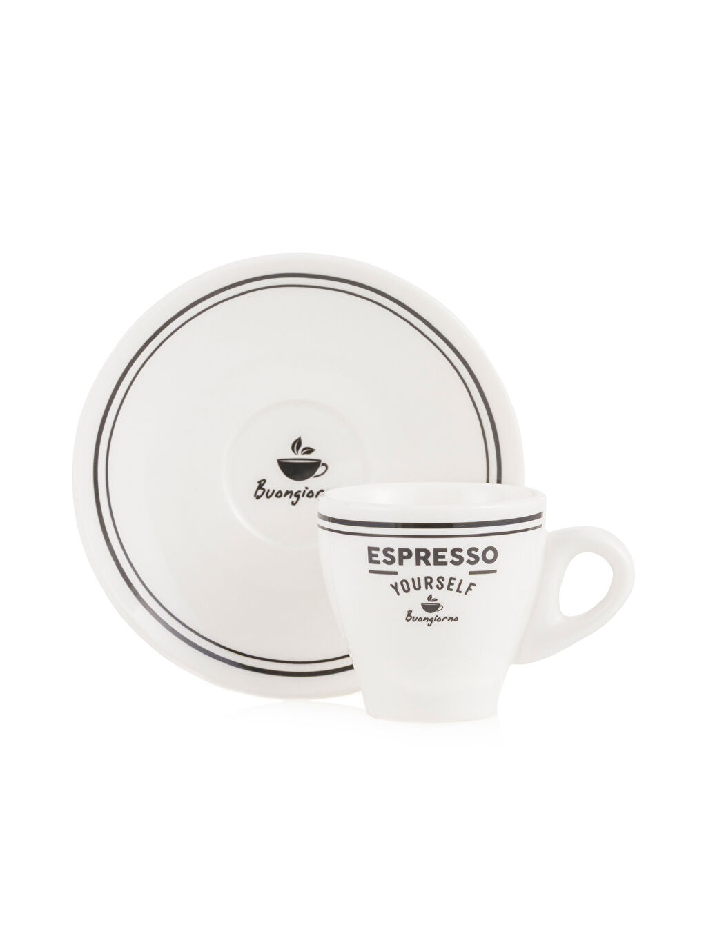 Beyaz Baskılı 2 Kişilik Porselen Kahve Fincan Takımı 90 ml-4