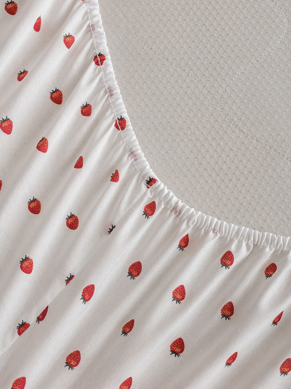 Karışık Çilek Desenli Çift Kişilik Lastikli Çarşaf-3