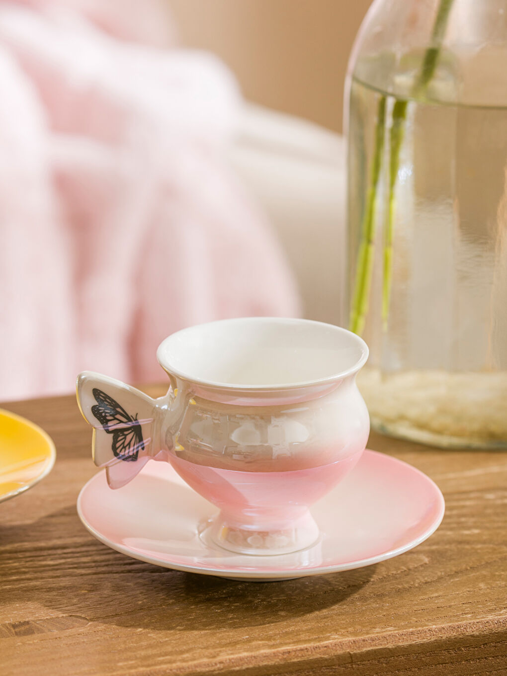 Karışık Kelebek Figürlü 2 Kişilik Porselen Kahve Fincan Takımı 90 ml-2
